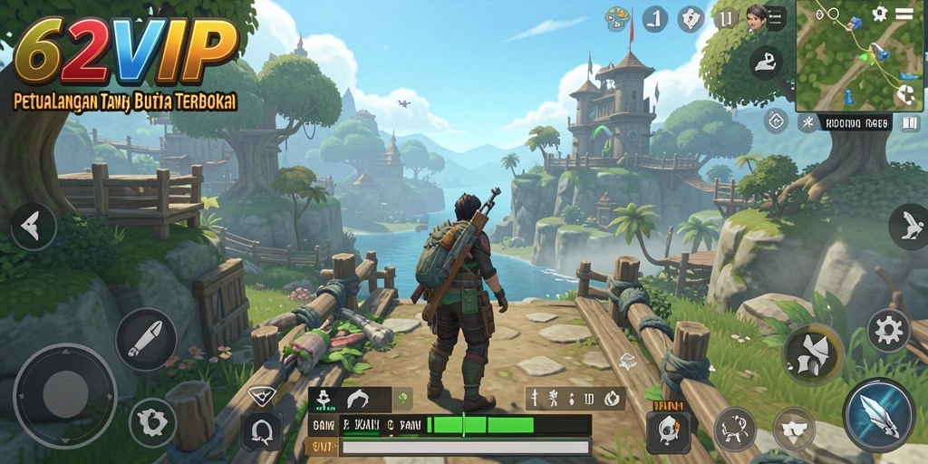 Tangkapan layar gameplay <strong>62VIP</strong> yang menunjukkan eksplorasi dunia terbuka.