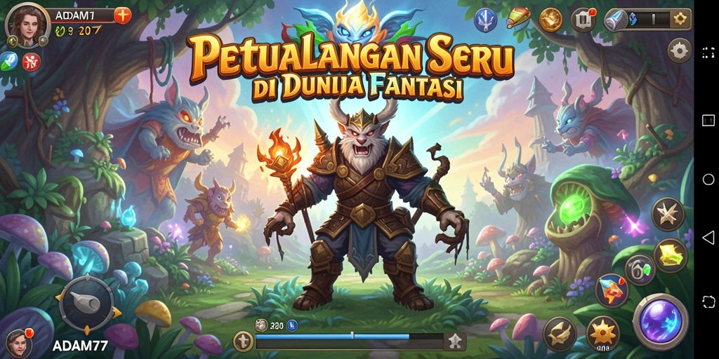 Screenshot menampilkan petualangan seru dalam dunia ADAM77.