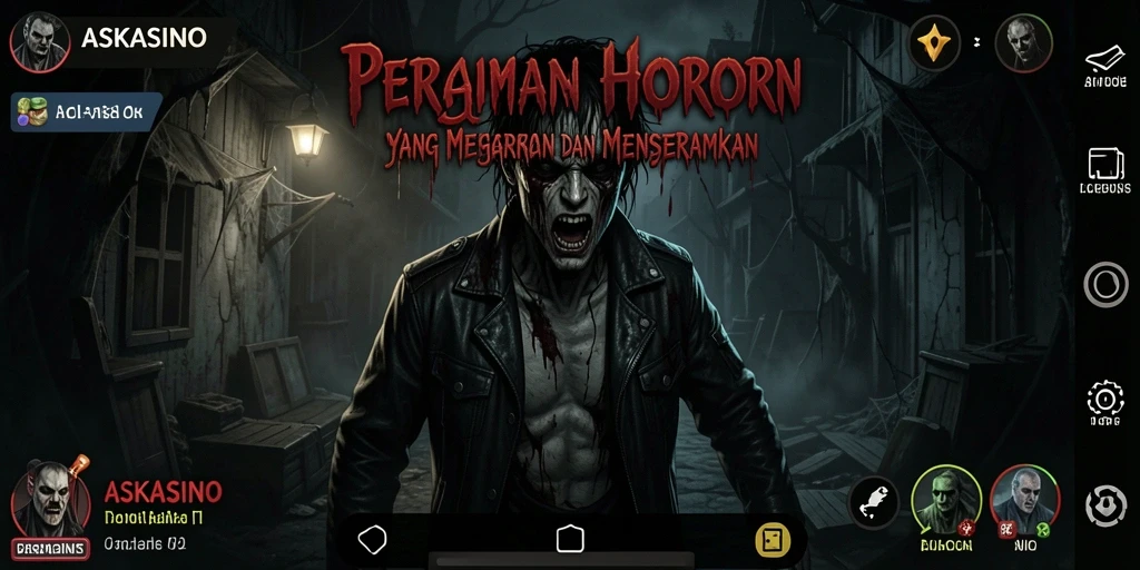 Screenshot gameplay ASKASINO yang menegangkan dengan suasana horor mendalam.