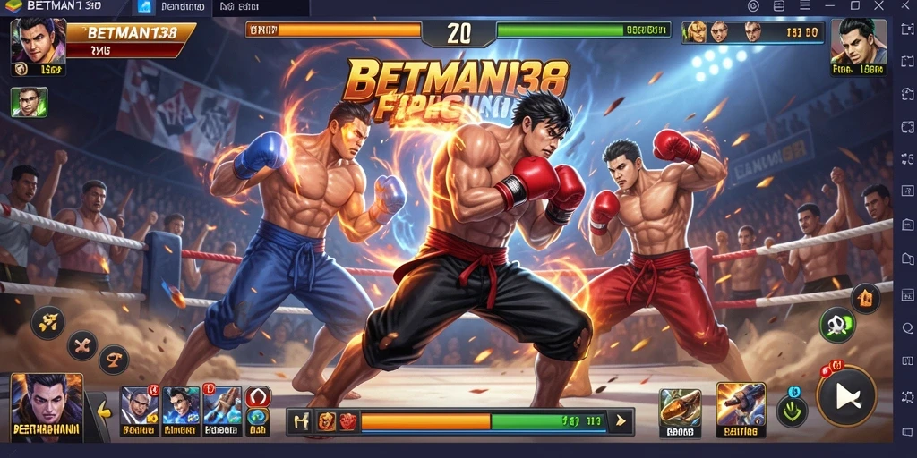 Tangkapan layar gameplay <strong>BETMAN138</strong> saat pertarungan seru dengan karakter yang beraksi.