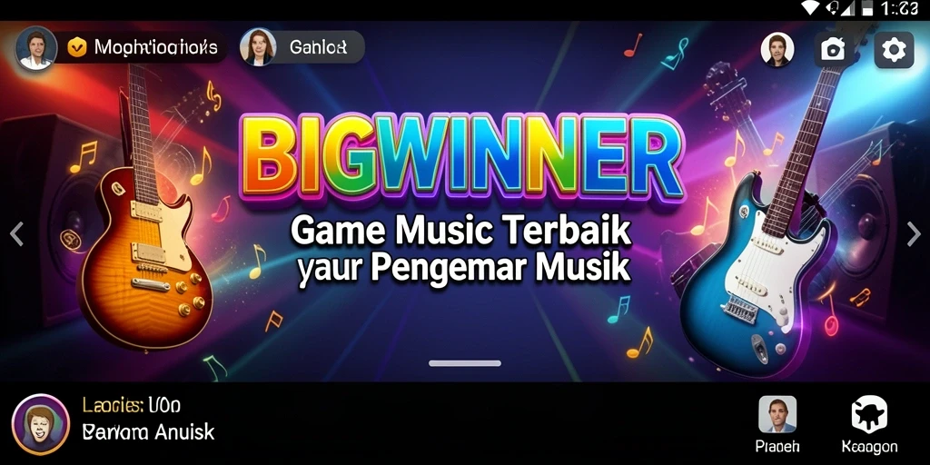 Tampilan gameplay BIGWINNER dengan berbagai lagu musik.