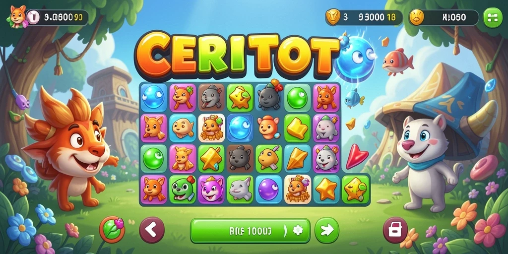Tampilan gameplay CERITOTO yang menantang dan penuh warna.