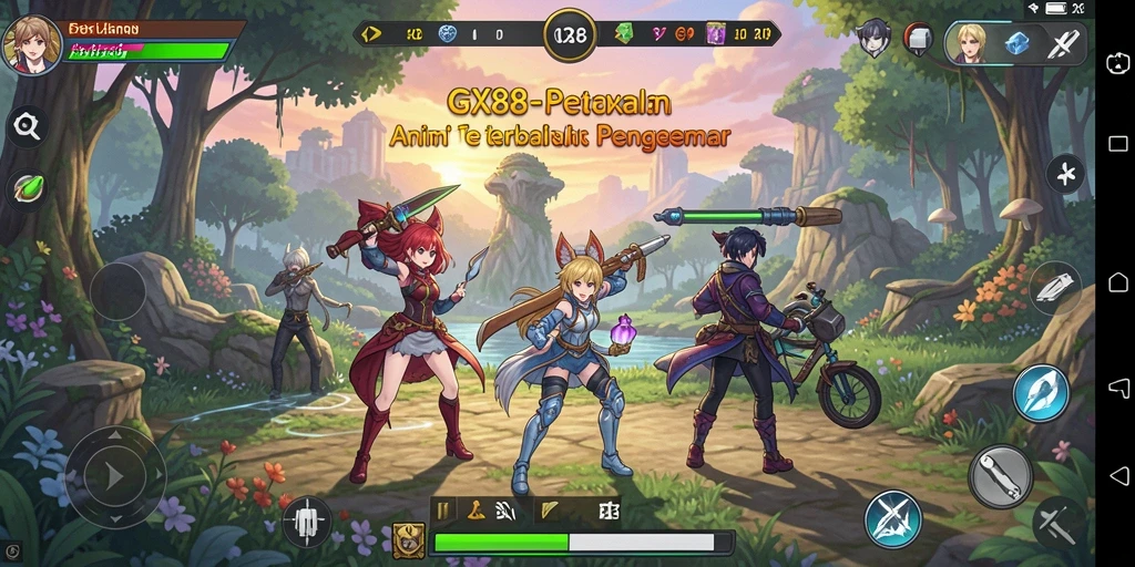 Screenshot gameplay anime GX88 menampilkan pertarungan epik dan karakter menarik.