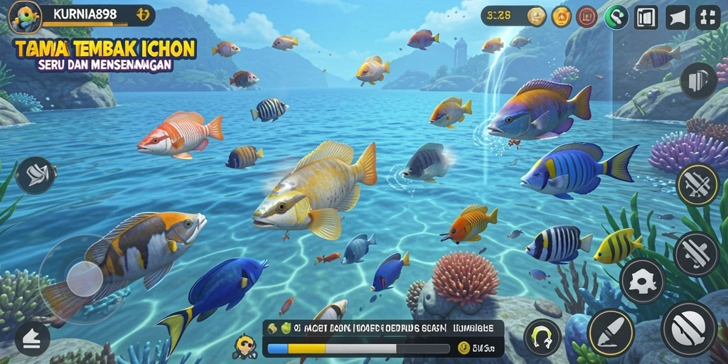 Tampilan gameplay KURNIA898 yang seru saat menembak ikan.
