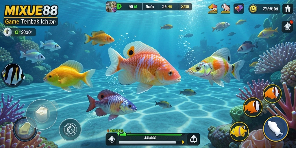 Tampilan utama gameplay Tembak Ikan MIXUE88 yang seru.