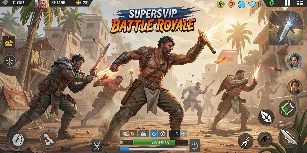 Screenshot tampilan gameplay Battle Royale di SUPERSVIP.