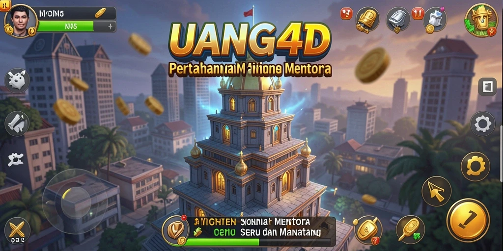 Screenshot gameplay UANG4D menunjukkan pertempuran menara yang intens.